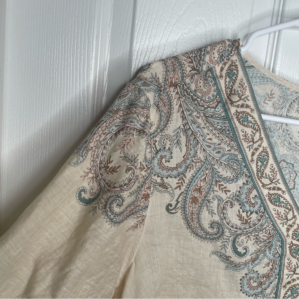 J. Jill Love Linen Ornate Paisley Bohemian Lagenlook Top in Barley Elegant XL - Picture 9 of 14